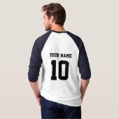 Personalisierter Namensbaseball Jersey T-Shirt (Schwarz voll)