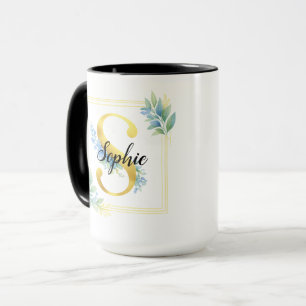 Personalisierter Namensbecher • Gold und florale I Tasse