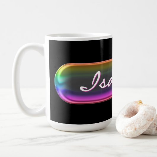 Personalisierter Namensbecher | Irisierender Glase Kaffeetasse (Mit Donut)