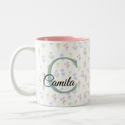 Personalisierter Namensbecher mit Initiale Zweifarbige Tasse (Links)
