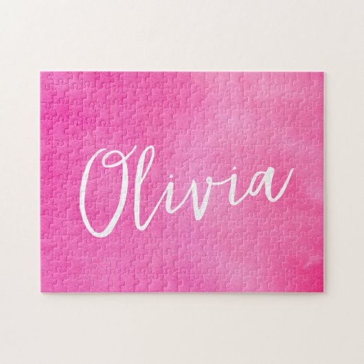Personalisierter Namensgradient Ombre Rosa Puzzle (Horizontal)