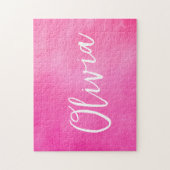 Personalisierter Namensgradient Ombre Rosa Puzzle (Vertikal)