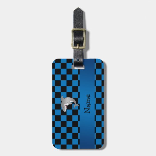 Personalisierter Namenshaifisch Gepäckanhänger (Vorderseite vertikal)