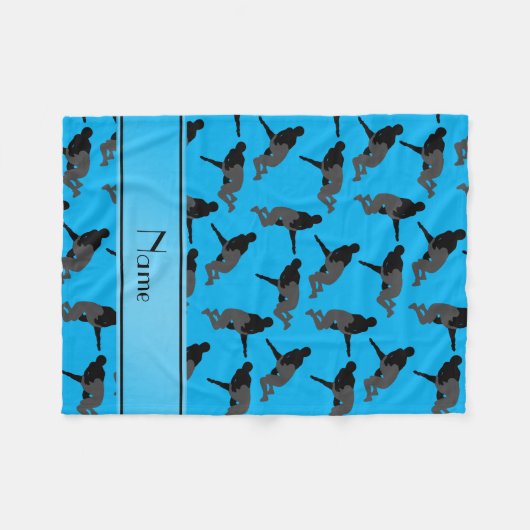 Personalisierter Namenshimmelblau-Wrestling Fleecedecke (Vorderseite (Horizontal))