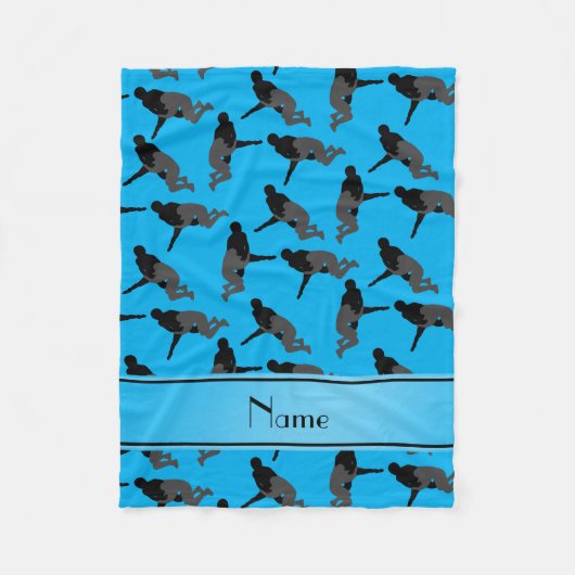 Personalisierter Namenshimmelblau-Wrestling Fleecedecke (Vorderseite)