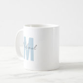 Personalisierter Namensinitial Blau Monogramm Cool Kaffeetasse (Vorderseite Links)