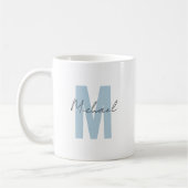 Personalisierter Namensinitial Blau Monogramm Cool Kaffeetasse (Links)