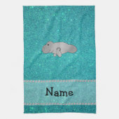 Personalisierter Namensmanatistürkis-Glitter Handtuch (Vertikal)