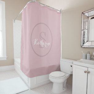 Personalisierter Namensmonogramm Dusty Rose Duschvorhang