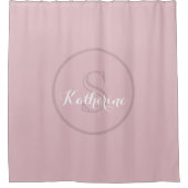 Personalisierter Namensmonogramm Dusty Rose Duschvorhang (Vorderseite)