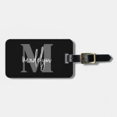 Personalisierter Namensmonogramm Schwarz Gepäckanhänger (Vorderseite horizontal)