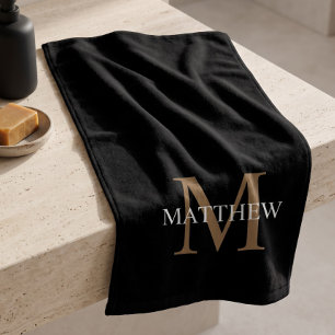 Personalisierter Namensmonogramm Schwarz Handtuch