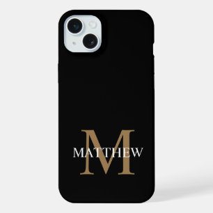 Personalisierter Namensmonogramm Schwarz iPhone 15 Plus Hülle