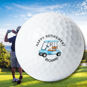 Personalisierter Namensmonogramm-Wagen Ruhestand Golfball