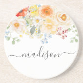 Personalisierter Namensmonogramm-Wasserfarbe Sonni Getränkeuntersetzer (Vorne)