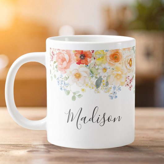 Personalisierter Namensmonogramm-Wasserfarbe Sonni Jumbo-Tasse