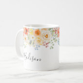 Personalisierter Namensmonogramm-Wasserfarben-Sonn Kaffeetasse (Vorderseite Links)