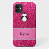 Personalisierter Namenspenguinrosa-Glitter Case-Mate iPhone Hülle (Rückseite)