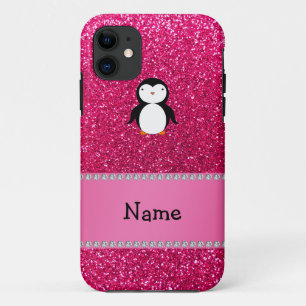 Personalisierter Namenspenguinrosa-Glitter Case-Mate iPhone Hülle