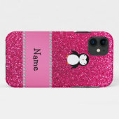 Personalisierter Namenspenguinrosa-Glitter Case-Mate iPhone Hülle (Rückseite (Horizontal))