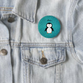 Personalisierter Namenspenguintürkis-Glitter Button (Beispiel)