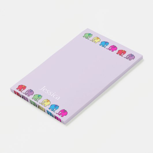 Personalisierter Namensregenbogen farbige Post-it Klebezettel (angewinkelt)