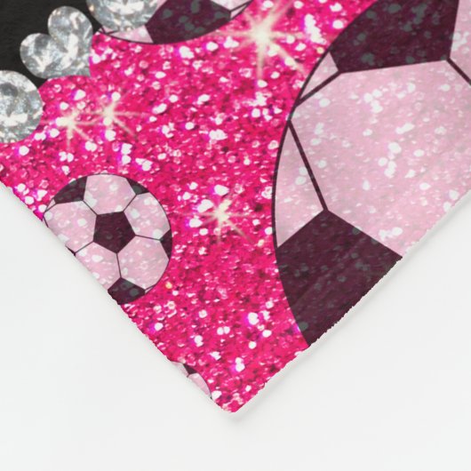 Personalisierter NamensRosenrosa-Glitterfußball Fleecedecke (Ecke)