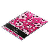 Personalisierter NamensRosenrosa-Glitterfußball Notizblock (Linke Seite)