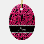 Personalisierter NamensRosenrosa-Glittersänger Keramik Ornament (Vorne)