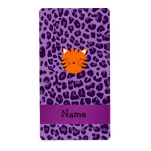 Personalisierter Namenstiger gegenüber lila Leopar