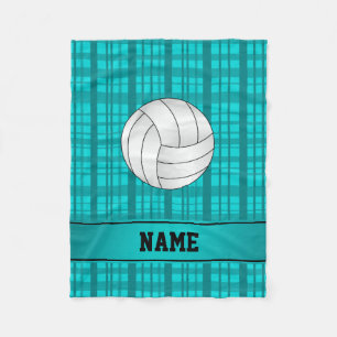 Personalisierter Namensvolleyballtürkis kariert Fleecedecke