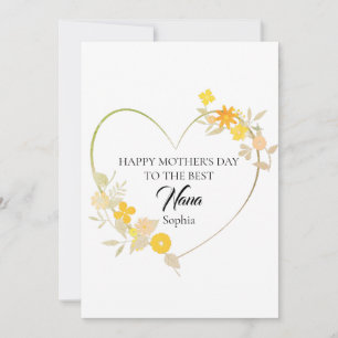 Personalisierter Nana-Name Muttertag Florales Herz Karte