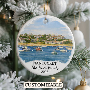 Personalisierter Nantucket-Schmuck, Massachusetts Keramik Ornament