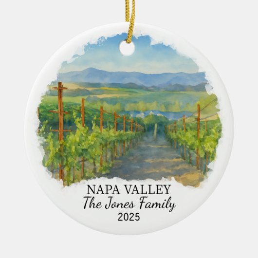 Personalisierter Napa-Tal-Ornament, Kalifornien Keramik Ornament (Vorne)