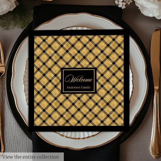 Personalisierter Napkins Black Gold Elegante Gebur Serviette