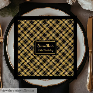 Personalisierter Napkins Black Gold Elegante Gebur Serviette