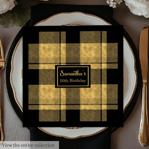 Personalisierter Napkins Black Gold Elegante Gebur Serviette