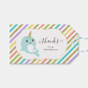 Personalisierter Narwhal Rainbow Glitzer Bevorzugu Geschenkanhänger