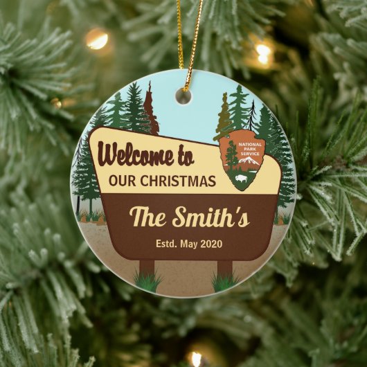 Personalisierter Nationalpark Weihnachten Keramik Ornament (Baum)