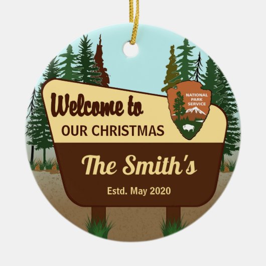 Personalisierter Nationalpark Weihnachten Keramik Ornament (Vorne)