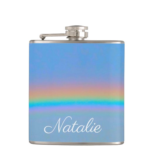 Personalisierter natürlicher Regenbogen Flachmann (Vorderseite)