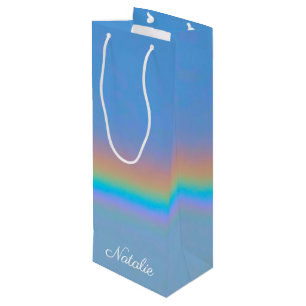 Personalisierter natürlicher Regenbogen Geschenktüte Für Weinflaschen