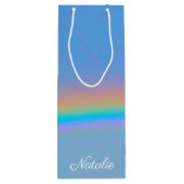Personalisierter natürlicher Regenbogen Geschenktüte Für Weinflaschen (Rückseite)