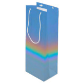 Personalisierter natürlicher Regenbogen Geschenktüte Für Weinflaschen (Vorderseite Schrägansicht)