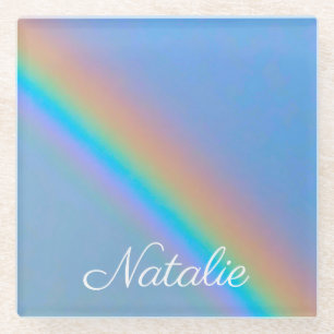Personalisierter natürlicher Regenbogen Glasuntersetzer