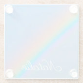 Personalisierter natürlicher Regenbogen Glasuntersetzer (Rückseite)