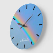 Personalisierter natürlicher Regenbogen Große Wanduhr (Winkel)
