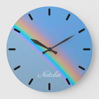 Personalisierter natürlicher Regenbogen Große Wanduhr
