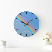 Personalisierter natürlicher Regenbogen Große Wanduhr (Zuhause)