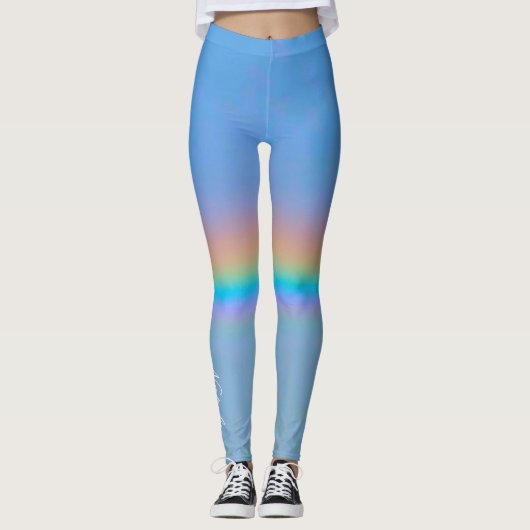 Personalisierter natürlicher Regenbogen Leggings (Vorderseite)